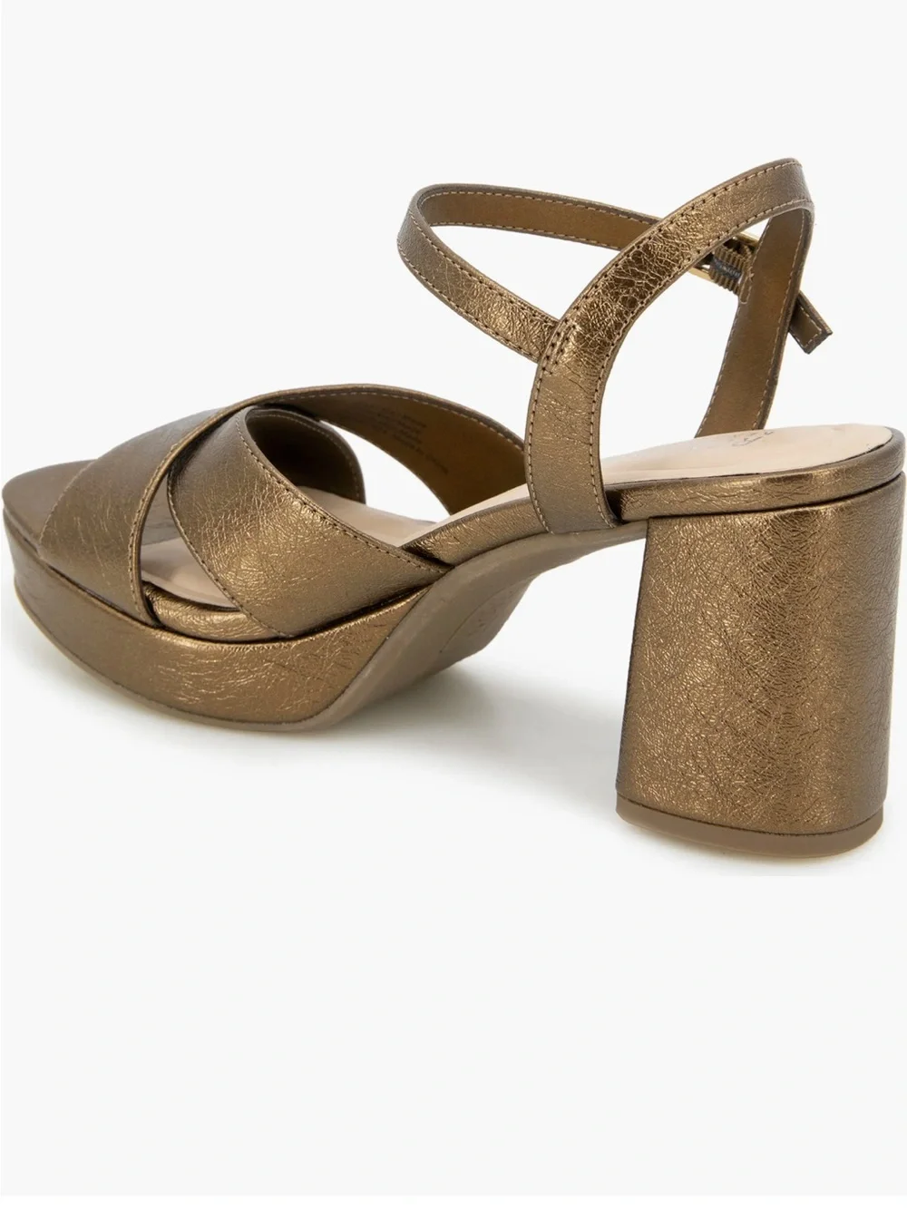 Reeva Ankle Strap Platform Sandal Distressed Metallic Bronze Gold